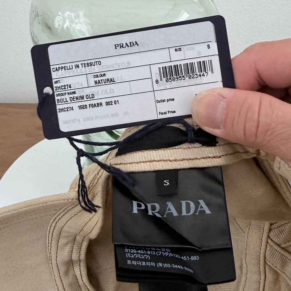 Prada Bull Denim Baseball Cap Natural Beige (Grunge Finish) - Picture 10 of 11